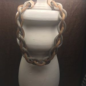 Braided gold and silver necklace